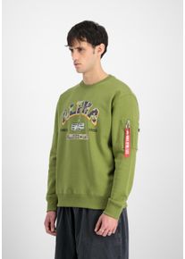 Sweater Alpha Industries "College Camo Sweatshirt", Herren, Gr. L, gr&uuml;n (moss gr&uuml;n), Obermaterial: 80% Baumwolle, 20% Polyester, regular fit, Sweatshirts Sweater