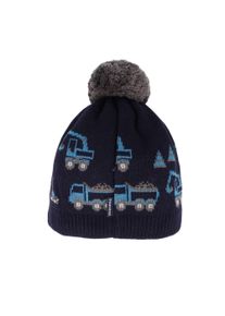 Strickm&uuml;tze MaxiMo, Jungen, Gr. 47, blau (dunkelmarine), Strick, Baumwolle, gemustert, mehrfarbig, M&uuml;tzen Strickm&uuml;tze, Baumwolle, gef&uuml;ttert, kontrastfarbener Bommel, Motiv