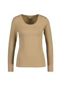 Longsleeve Gant "Longsleeve SCOOP NECK TOP 1er Pack", Damen, Gr. XS, beige (beige (schwarz khaki)), Obermaterial: 95% Baumwolle CO. 5% Elasthan EL., Shirts Longsleeve