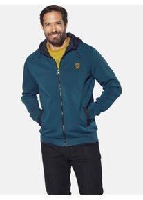 Kapuzensweatjacke Jan Vanderstorm "Sweatjacke HALMAR", Herren, Gr. 5XL, blau (petrol), Obermaterial: 48% Polyester COOLMAX PES(Coolmax). 46% Baumwolle CO. 6% Elasthan EL., Sweatjacken Kapuzensweatjacke