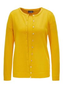 Strickpullover GOLDNER "Kurzgr&ouml;&szlig;e Figurnahes Twin-Set aus Pima-Baumwolle", Damen, Gr. 25, gelb (honig), Obermaterial: 100% Baumwolle CO., normal, Sonstiges, Pullover Strickpullover, Ohne