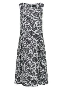 Sommerkleid GOLDNER "Kurzgr&ouml;&szlig;e Elegantes Jerseykleid mit Faltenrock", Damen, Gr. 20, K-Gr, schwarz, wei&szlig;, gemustert, Obermaterial: 87% Polyester PES. 13% Elasthan EL., figurumspielend, Kleider Sommerkleid, Nahttaschen an der Seite