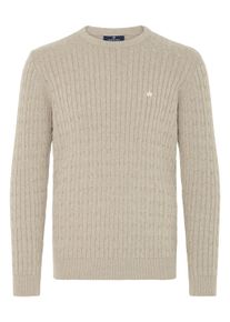 Strickfleece-Pullover Kronstadt "Strickpullover KSCall", Herren, Gr. M, beige (sand mix), Obermaterial: 100% Baumwolle CO., Pullover Strickfleece-Pullover