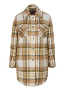 Madeleine Mode Outdoorjacke MADELEINE "Jacke Lange Hemdjacke mit Karo-Muster", Damen, Gr. 38, wei&szlig; (wollwei&szlig;, multicolor), Obermaterial: 87% Polyester PES. 13% Wolle WO., Modern, Jacken Outdoorjacke