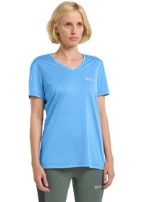 V-Shirt Jack Wolfskin "CROSSTRAIL T WOMEN", Damen, Gr. M (38/40), blau (mid, blau), Oberstoff 100% POLYESTER, Shirts V-Shirt
