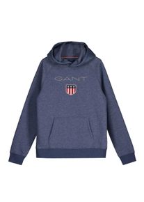 Sweatshirt Gant "Sweatshirt Shield Hoodie", Jungen, Gr. 176, blau (blau melange), Obermaterial: 78% Baumwolle CO. 22% Polyester PES., Sweatshirts Sweatshirt