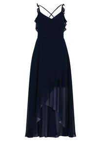 Abendkleid Vera Mont "Abendkleid mit Volant", Damen, Gr. 42, EURO, blau (night sky), Obermaterial: 100% Polyester PES., Kleider Abendkleid