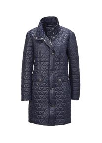 Langmantel GOLDNER "Kurzgr&ouml;&szlig;e Stepp-Kurzmantel mit Stehkragen", Damen, Gr. 22, blau (marine), Obermaterial: 100% Polyester PES., figurumspielend, mit Aufschlag, M&auml;ntel Langmantel, Aufwendiger Leichtstepp rundum