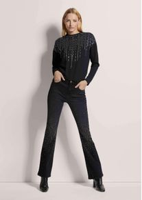 Madeleine Mode Regular-fit-Jeans MADELEINE "Jeans Bootcut-Jeans mit Strass-Deko", Damen, Gr. 34, N-Gr, schwarz, Obermaterial: 83% Baumwolle CO. 15% Polyester PES. 2% Elasthan EL., Jeans Regular-fit-Jeans