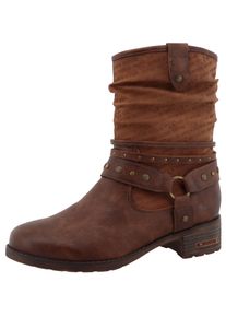Winterboots Mustang Shoes "Fabienne", Damen, Gr. 38, dunkelbraun, Lederimitat, used, Schuhe Winterboots, Stiefelette, Westernboots im Used-Look