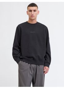 Jack & Jones Sweatshirt JACK & JONES "JCOPOINT SWEAT BADGE CREW NECK BF", Herren, Gr. S, schwarz print:jj, angeraute Sweatware, Obermaterial: 72% Baumwolle, 28% Polyester, unifarben, relaxed fit, Rundhals, Rippb&uuml;ndchen, Sweatshirts Sweatshirt