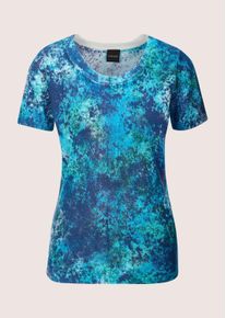 Madeleine Mode Longpullover MADELEINE "Druckpullover Viskosepullover mit All-Over-Print", Damen, Gr. 36/38, blau (royalblau, t&uuml;rkisblau, multicolor), Obermaterial: 89% Viskose CV. 11% Polyamid PA., Modern, tailliert, Pullover Longpullover, Lebhafter Allover-Print