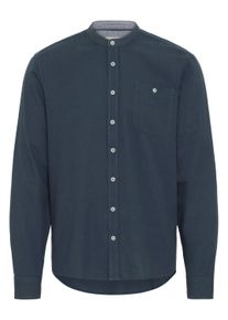 Langarmhemd Blend "Langarmhemd BHBobby Shirt mandarin", Damen, Gr. XXL, N-Gr, blau (marineblaus), Obermaterial: 55% Leinen LI. 45% Viskose CV., Hemden Langarmhemd