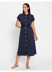 Hemdblusenkleid Heine "Hemdblusenkleid", Damen, Gr. 40, Normalgr&ouml;&szlig;en, blau (marine), 100% Lyocell, unifarben, lang, Kleider Hemdblusenkleid