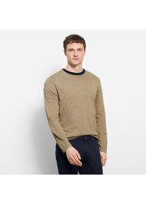 Rundhalspullover OLYMP "OLYMP Strick Casual", Herren, Gr. M, braun (camelfarben), Obermaterial: 100% Baumwolle, schmal, Rundhals, Pullover Rundhalspullover, Crew Neck