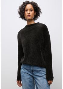 Rundhalspullover Street One, Damen, Gr. 44, schwarzest braun, Web, Obermaterial: 78% Polyamid, 12% Polyacryl, 10% Baumwolle, unifarben, normal h&uuml;ftbedeckend, Rundhals, Pullover Rundhalspullover, in softer Federgarn-Qualit&auml;t