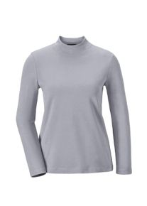 Longpullover GOLDNER "Stehkragenshirt mit Langarm", Damen, Gr. 50, grau (silbergrau), Obermaterial: 92% Baumwolle CO. 8% Elasthan EL., Sonstiges, Pullover Longpullover, Ohne