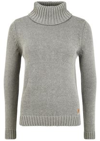 Rollkragenpullover oxmo "Rollkragenpullover OXPia", Damen, Gr. XL, grau (grau mel), Grobstrick, Obermaterial: 50% Baumwolle CO. 50% Polyacryl PAN., unifarben, Basic, ohne Ausschnitt, Pullover Rollkragenpullover