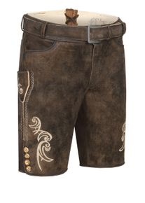 N&uuml;bler Trachtenlederhose N&Uuml;BLER "Lederhosen kurz Latz Hudson", Herren, Gr. 58, EURO, braun, Obermaterial: 100% Lammleder LEL., Hosen Trachtenlederhose