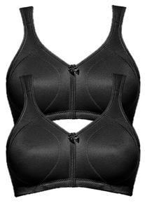 Entlastungs-BH SuSa "2er Pack Entlastungs BH Topsy Plus", Damen, Gr. 95, Cup F, schwarz (schwarz schwarz), Stoff, Obermaterial: 78% Polyamid PA. 22% Elasthan EL., BHs Entlastungs-BH