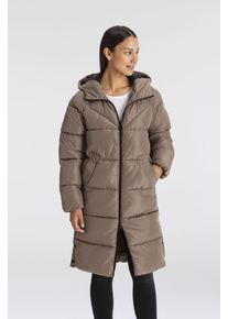 Steppmantel Only "ONLAMAND &ndash; Langer Puffercoat mit 2-Wege-Rei&szlig;verschluss", Damen, Gr. L, braun (walnut), Web, Obermaterial: 100% Polyester, unifarben, l&auml;ssig geschnitten lang, M&auml;ntel Steppmantel, l&auml;ssig geschnitten, modisch, Steppware, Materialmix, hochschlie&szlig;end