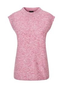 Rundhalspullover GOLDNER "Edler Rippstrick Pullunder, Stehkragen", Damen, Gr. 44, rosa (ros&eacute;), Obermaterial: 76% Polyester PES. 15% Polyamid PA. 6% Schurwolle WV. 3% Elasthan EL., keine/nicht relevant, Pullover Rundhalspullover, Leicht &uuml;berschnittene Schulter