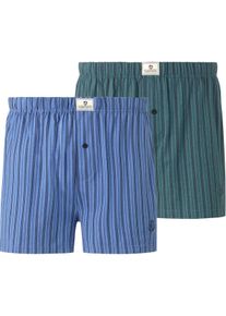 Boxershorts Jan Vanderstorm "2er Pack Boxershorts THURE", Herren, Gr. L-XL, blau (blau petrol), Obermaterial: 58% Baumwolle CO. 37% Polyester COOLMAX PES(Coolmax). 5% Elasthan EL., Unterhosen Boxershorts