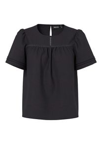 Blusenshirt Pieces "PCSIKKA SS TOP WVN NOOS BC", Damen, Gr. M, schwarz, Jersey, Obermaterial: 100% Baumwolle, unifarben, regular fit normal, Rundhals, Shirts Blusenshirt, mit Puff&auml;rmeln