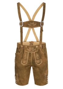 N&uuml;bler Trachtenlederhose N&Uuml;BLER "Lederhose kurz Bazi", Herren, Gr. 46, EURO, braun, Obermaterial: 100% Lammleder LEL., Hosen Trachtenlederhose