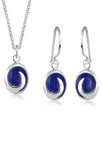 Ohrring und Ketten Set Elli "Schmuckset Lapislazuli Blau 925 Sterling Silber" Gr. 45, blau, Schmuck_Sets, Herren, 45, Ohrring und Ketten Set