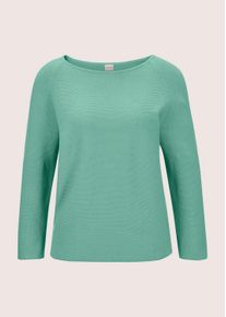 Madeleine Mode Longpullover MADELEINE "Pullover Pullover in modischer Kurzform", Damen, Gr. 44/46, gr&uuml;n (pfefferminz), Obermaterial: 100% Baumwolle CO., Modern, normal, Pullover Longpullover