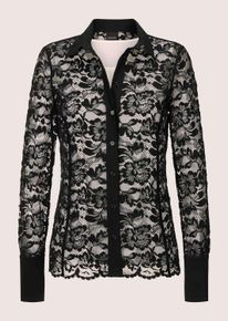 Madeleine Mode Langarmbluse MADELEINE "Blusenset Blusenset mit filigraner Spitze", Damen, Gr. 40, schwarz (schwarz, wollwei&szlig;), Obermaterial: 100% Polyamid PA., Modern, normal, Blusen Langarmbluse