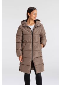 Steppmantel Only "ONLAMAND &ndash; Langer Puffercoat mit 2-Wege-Rei&szlig;verschluss", Damen, Gr. M, braun (walnut), Web, Obermaterial: 100% Polyester, unifarben, l&auml;ssig geschnitten lang, M&auml;ntel Steppmantel, l&auml;ssig geschnitten, modisch, Steppware, Materialmix, hochschlie&szlig;end
