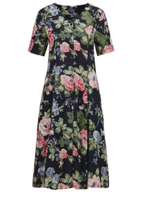 Sommerkleid GOLDNER "Kleid", Damen, Gr. 44, N-Gr, blau (marine, gemustert), Obermaterial: 100% Viskose CV., Basic, figurbetont, Gerade, Kleider Sommerkleid, Knopfleiste