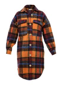 Wollmantel SURI FREY "Mantel SFY Freyday", Damen, Gr. M, orange (orange blau 610), Obermaterial: 60% Polyester PES. 40% Wolle mw., ca. Mitte Oberschenkel, M&auml;ntel Wollmantel