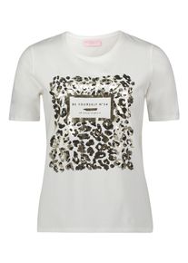 Rundhalsshirt Betty Barclay "Basic Shirt mit Aufdruck", Damen, Gr. 44, wei&szlig; (patch wei&szlig;, schwarz), Obermaterial: 95% Baumwolle CO. 5% Elasthan EL., Shirts Rundhalsshirt