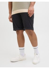 Jack & Jones PlusSize Chinoshorts "JPSTDAVE JJCHINO SHORTS SN AKM PLS", Herren, Gr. 48 (7XL), N-Gr, schwarz, Web, Obermaterial: 98% Baumwolle, 2% Elasthan, JACK & JONES PLUSSIZE, unifarben, regular fit knielang, Hosen Chinoshorts