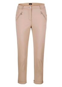 7/8-Hose GOLDNER "L&auml;ssige Chinohose mit weichem Peach-Finish", Damen, Gr. 46, N-Gr, beige (sand), Obermaterial: 97% Baumwolle CO. 3% Elasthan EL., Hosen 7/8-Hose