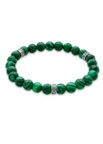 Armkette Kuzzoi "Armband Herren synth. Malachit Bead Oxidiert 925 Silber" Gr. 230, gr&uuml;n, Armb&auml;nder, Herren, 230, Resin, Armkette