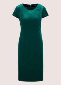 Madeleine Mode Sommerkleid MADELEINE "Etuikleid Kurzarm Samtkleid in Midil&auml;nge", Damen, Gr. 46, N-Gr, gr&uuml;n (dunkelgr&uuml;n), Obermaterial: 90% Polyester PES. 10% Elasthan EL., Modern, normal, Kleider Sommerkleid, Samtkleid