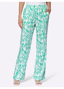 Webhose Heine, Damen, Gr. 46, Normalgr&ouml;&szlig;en, bunt (blaugr&uuml;n, wei&szlig;, bedruckt), 100% Viskose, bedruckt, gemustert, mehrfarbig, lang, Hosen Webhose