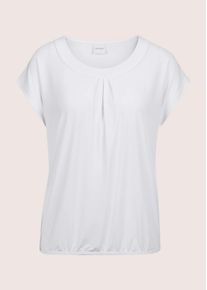 Madeleine Mode Kurzarmshirt MADELEINE "Shirt Leichtes Kurzarm-Shirt mit Rundhalsausschnitt", Damen, Gr. 42, wei&szlig; (wollwei&szlig;), Obermaterial: 95% Polyester PES. 5% Elasthan EL., Modern, normal, Shirts Kurzarmshirt