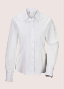 Madeleine Mode Hemdbluse MADELEINE "Bluse Hemdbluse mit Manschetten&auml;rmeln", Damen, Gr. 44, wei&szlig;, Obermaterial: 96% Baumwolle CO. 4% Elasthan EL., Modern, normal, Blusen Hemdbluse