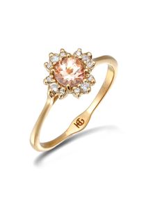 Verlobungsring HAZE & GLORY "Ring Diamant Morganit Verlobungsring 375 Gelbgold" Gr. 54, gold, Fingerringe, Damen, 54, Gelbgold 375, Verlobungsring