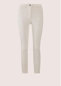 Madeleine Mode Chinos MADELEINE "Druckhose Schlanke Hose mit Allover-Druck", Damen, Gr. 46, N + K Gr, wei&szlig; (wollwei&szlig;, cappuccino), Obermaterial: 68% Baumwolle CO. 29% Polyester PES. 3% Elasthan EL., Hosen Chinos
