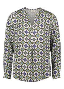 Klassische Bluse Cartoon "Casual-Bluse mit Kn&ouml;pfen", Damen, Gr. 44, bunt (blau, gr&uuml;n), Obermaterial: 100% Viskose CV., Blusen Klassische Bluse