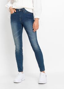 Skinny-fit-Jeans bonprix, Damen, Gr. 46, N-Gr, blau denim, Denim/Jeans, Obermaterial: 76% Baumwolle, 16% Polyester, 7% Viskose, 1% Elasthan, skinny fit, Jeans Skinny-fit-Jeans, Skinny-fit-Passform, verk&uuml;rztes 7/8-Bein, mit Five-Pocket-Style