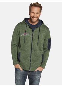 Kapuzensweatjacke Jan Vanderstorm "Fleecejacke ASVA", Herren, Gr. 3XL, gr&uuml;n (gr&uuml;n melange), Obermaterial: 100% Polyester COOLMAX PES(Coolmax)., Sweatjacken Kapuzensweatjacke