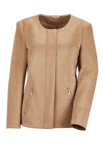 Kurzjacke GOLDNER "Kurzgr&ouml;&szlig;e Lederimitatjacke mit supersoftem Griff", Damen, Gr. 19, braun (milchkaffee), Obermaterial: 100% Polyester PES., normal, Sonstiges, Jacken Kurzjacke, Ohne