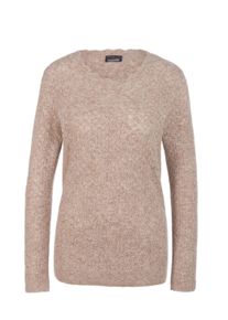 Strickpullover GOLDNER "Femininer Ajourpullover aus hochwertigem Melange-Garn", Damen, Gr. 44, beige (taupe, melange), Obermaterial: 68% Polyacryl PAN. 12% Polyester PES. 11% Polyamid PA. 6% Wolle WO. 3% Elasthan EL., Rippe, Pullover Strickpullover, Sehr gut kombinierbares Wohlf&uuml;hlst&uuml;ck